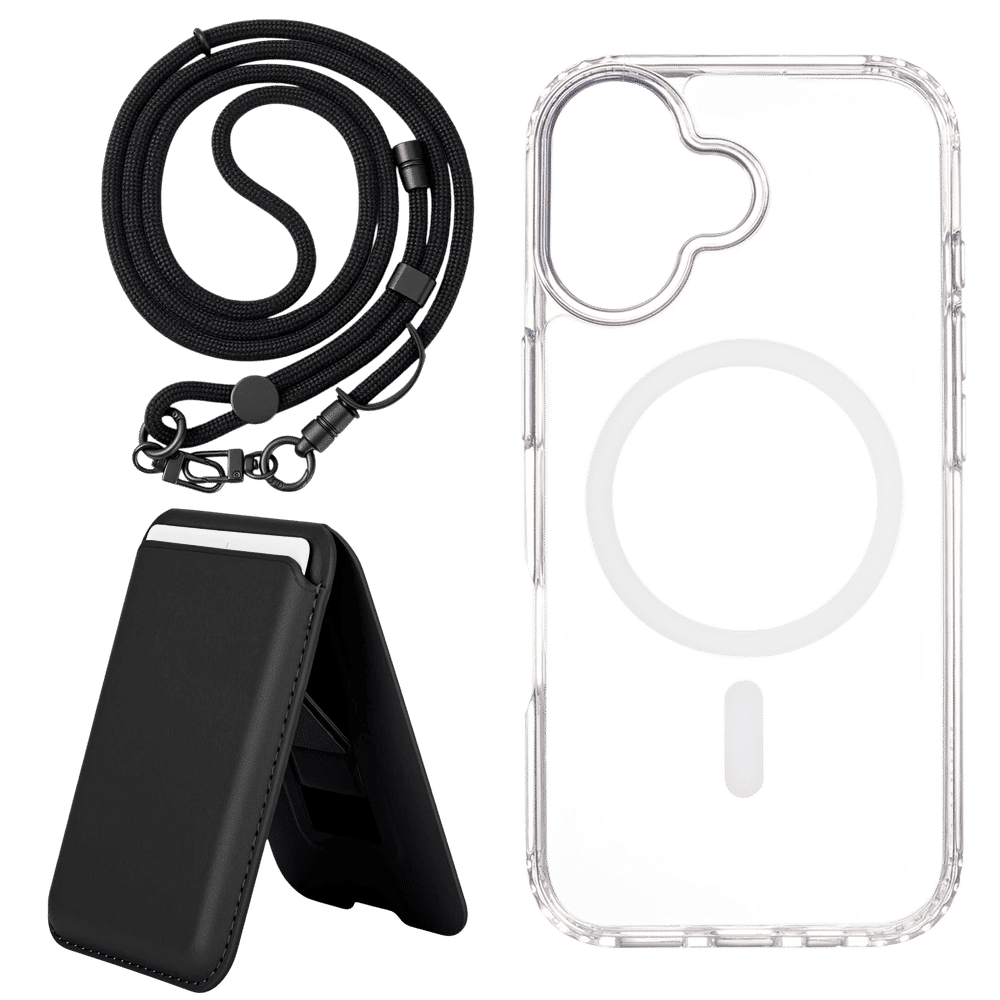 TPU Back Cover, Lanyard & Card Holder Combo for Apple iPhone 17 (Magsafe Charging Compatible, Clear) - Image 2