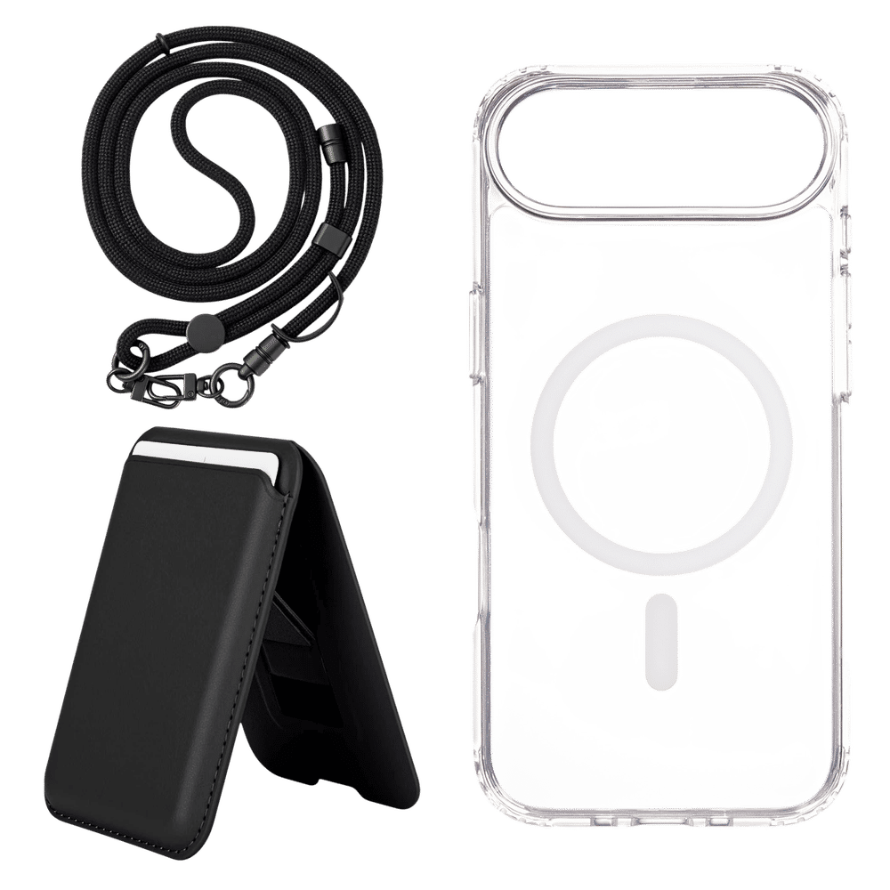TPU Back Cover, Lanyard & Card Holder Combo for Apple iPhone Air (Magsafe Charging Compatible, Clear)
