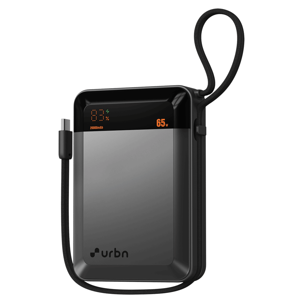 20000 mAh 65W Fast Charging Power Bank (2 Type C Port, 12 Layer Circuit Protection, Grey)