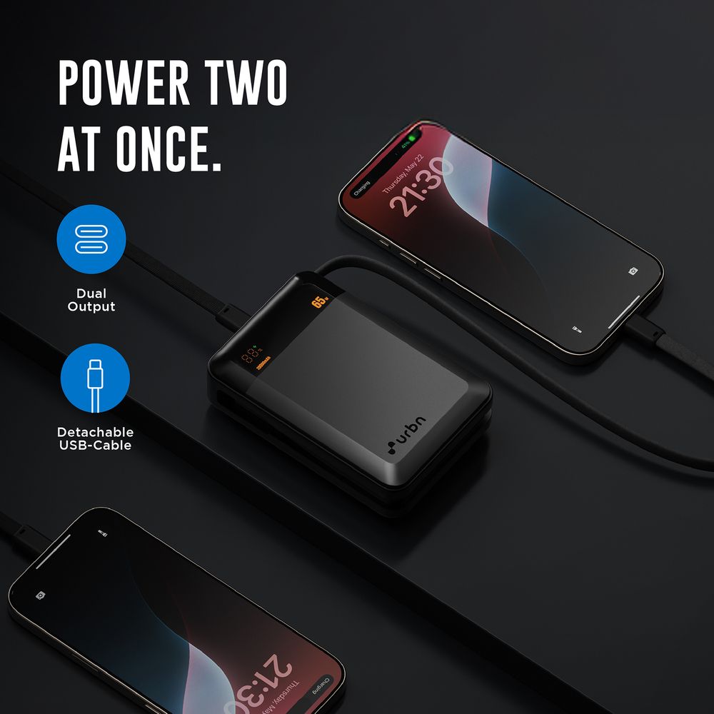 20000 mAh 65W Fast Charging Power Bank (2 Type C Port, 12 Layer Circuit Protection, Grey) - Image 8
