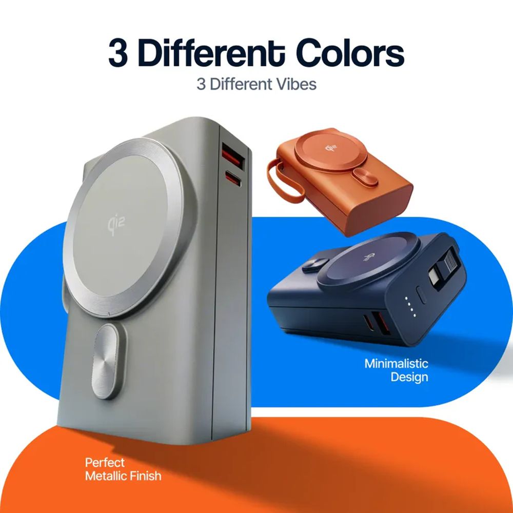 20000 mAh 35W Fast Charging Power Bank (1 Type A Port, 1 Type C Port, MagSafe Compatible, 1 Built-in Type-C Cable, Metallic Finish, SafeCharge Technology, Titanium) - Image 11