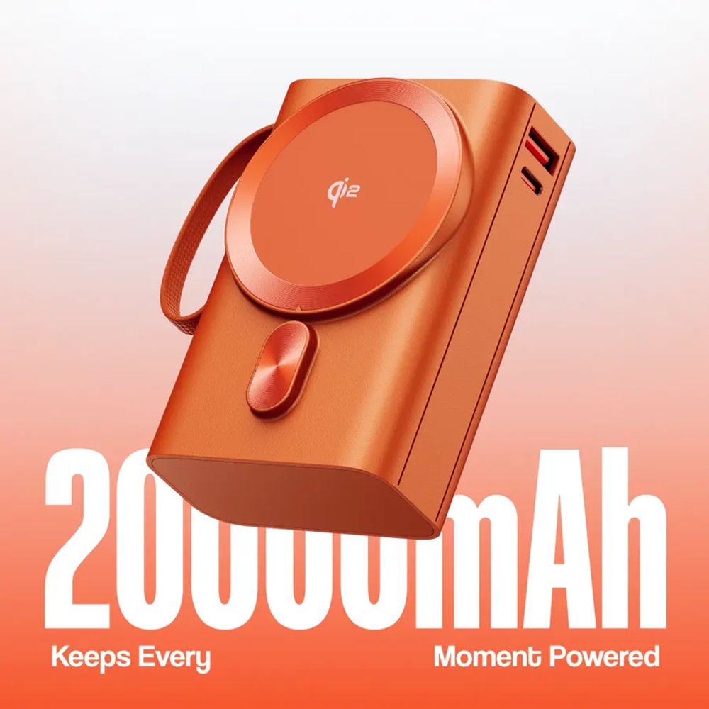 20000 mAh 35W Fast Charging Power Bank (1 Type A Port, 1 Type C Port, MagSafe Compatible, 1 Built-in Type-C Cable, Metallic Finish, SafeCharge Technology, Titanium) - Image 6