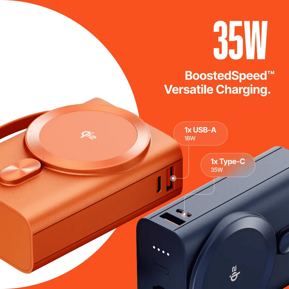 20000 mAh 35W Fast Charging Power Bank (1 Type A Port, 1 Type C Port, MagSafe Compatible, 1 Built-in Type-C Cable, Metallic Finish, SafeCharge Technology, Titanium) - Image 7