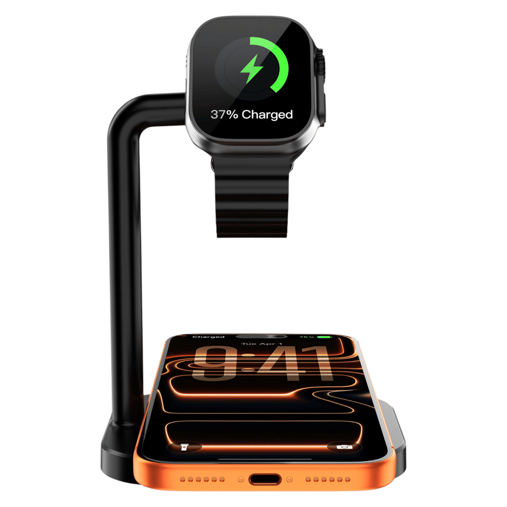 15W 3-in-1 Wireless Charger for Phones, TWS and iWatch (LED Charging Indicator, Black) - Image 4