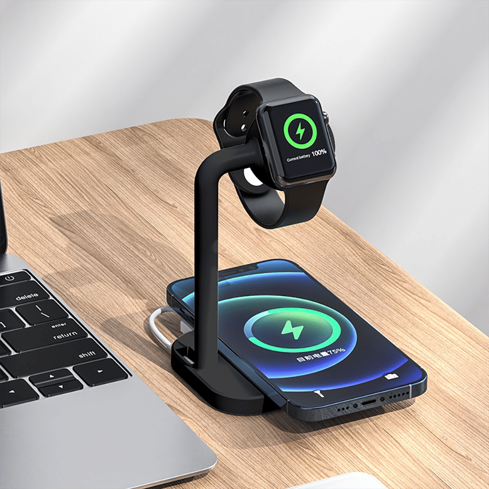 15W 3-in-1 Wireless Charger for Phones, TWS and iWatch (LED Charging Indicator, Black) - Image 5