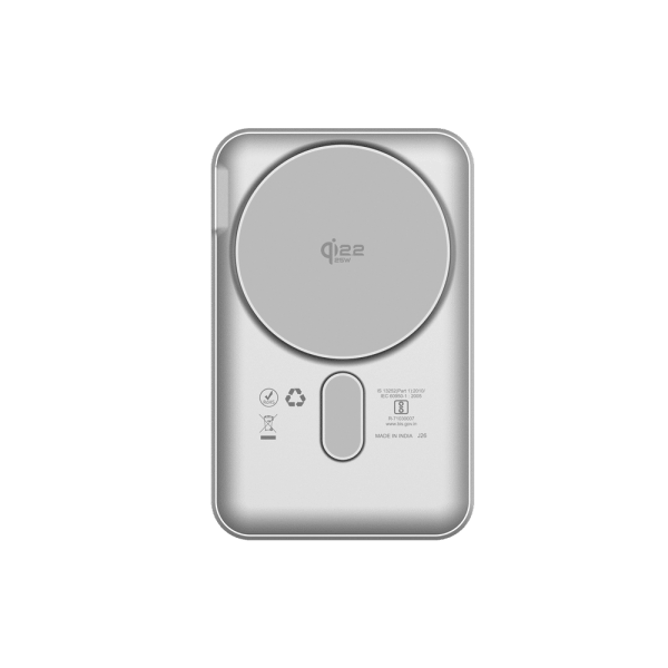 10000 mAh 35W Fast Charging Power Bank (1 Type C Port, Premium Aluminium Casing, MagSafe Compatible, Built-in Apple Watch Charger, Silver)