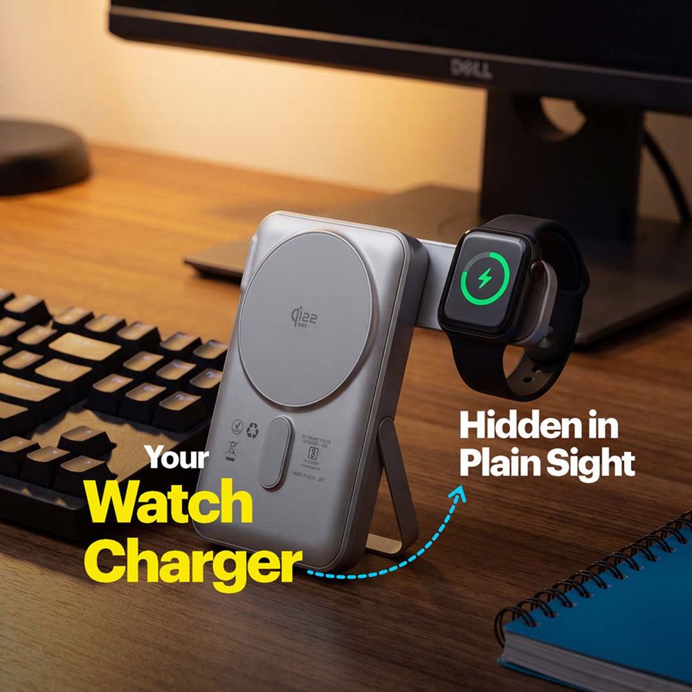 10000 mAh 35W Fast Charging Power Bank (1 Type C Port, Premium Aluminium Casing, MagSafe Compatible, Built-in Apple Watch Charger, Silver) - Image 11