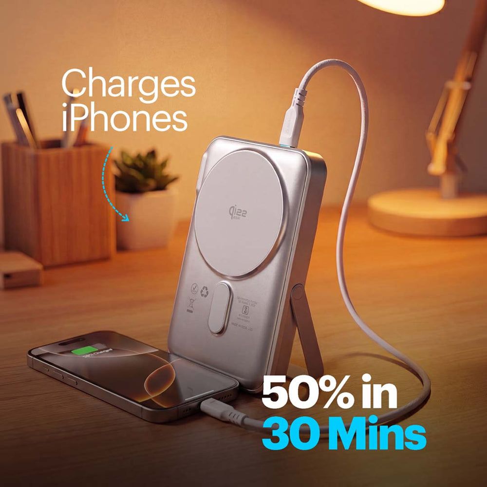 10000 mAh 35W Fast Charging Power Bank (1 Type C Port, Premium Aluminium Casing, MagSafe Compatible, Built-in Apple Watch Charger, Silver) - Image 13