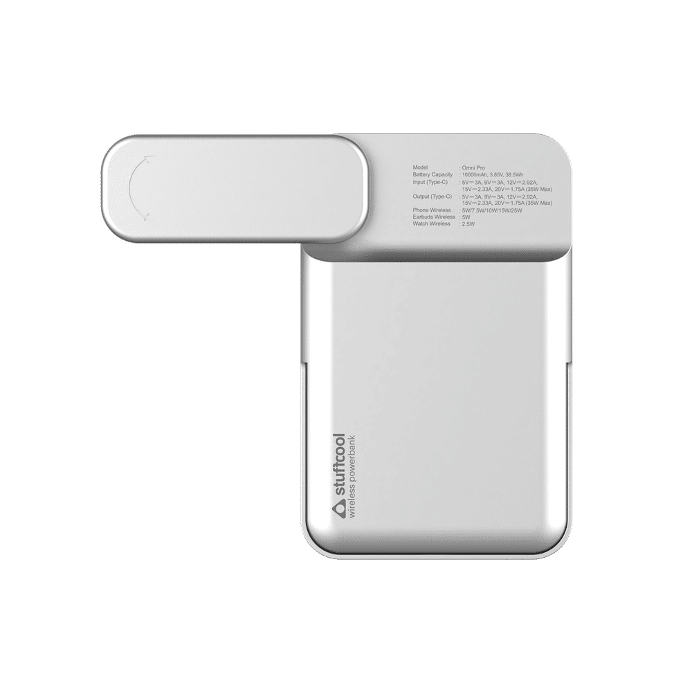 10000 mAh 35W Fast Charging Power Bank (1 Type C Port, Premium Aluminium Casing, MagSafe Compatible, Built-in Apple Watch Charger, Silver) - Image 5