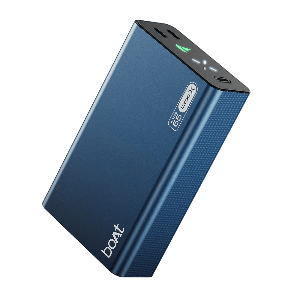20000 mAh 65W Fast Charging Power Bank (2 Type C Ports, LED Indicator, Navy Blue)
