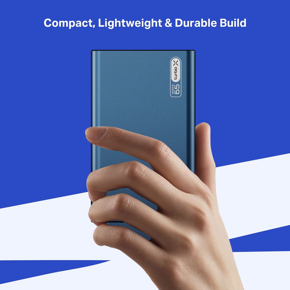 20000 mAh 65W Fast Charging Power Bank (2 Type C Ports, LED Indicator, Navy Blue) - Image 7