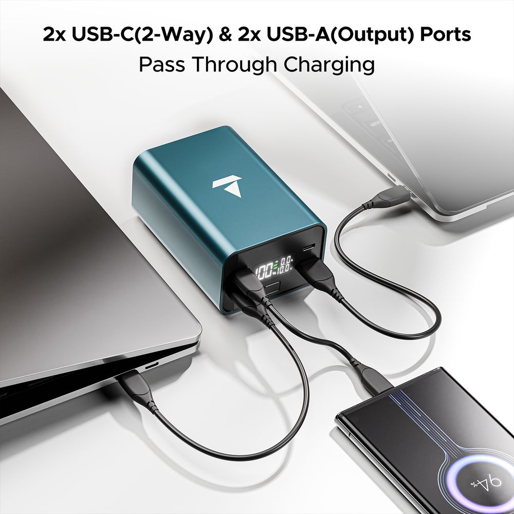 27000 mAh 160W Fast Charging Power Bank (2 Type C, 2 Type A Ports, Sleek Aluminium Casing, Scratch Resistant, Gunmetal) - Image 9