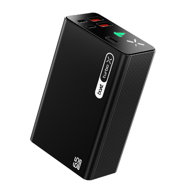 30000 mAh 65W Fast Charging Power Bank (2 Type A, 2 Type C Ports, LED Indicator, Onyx Black)
