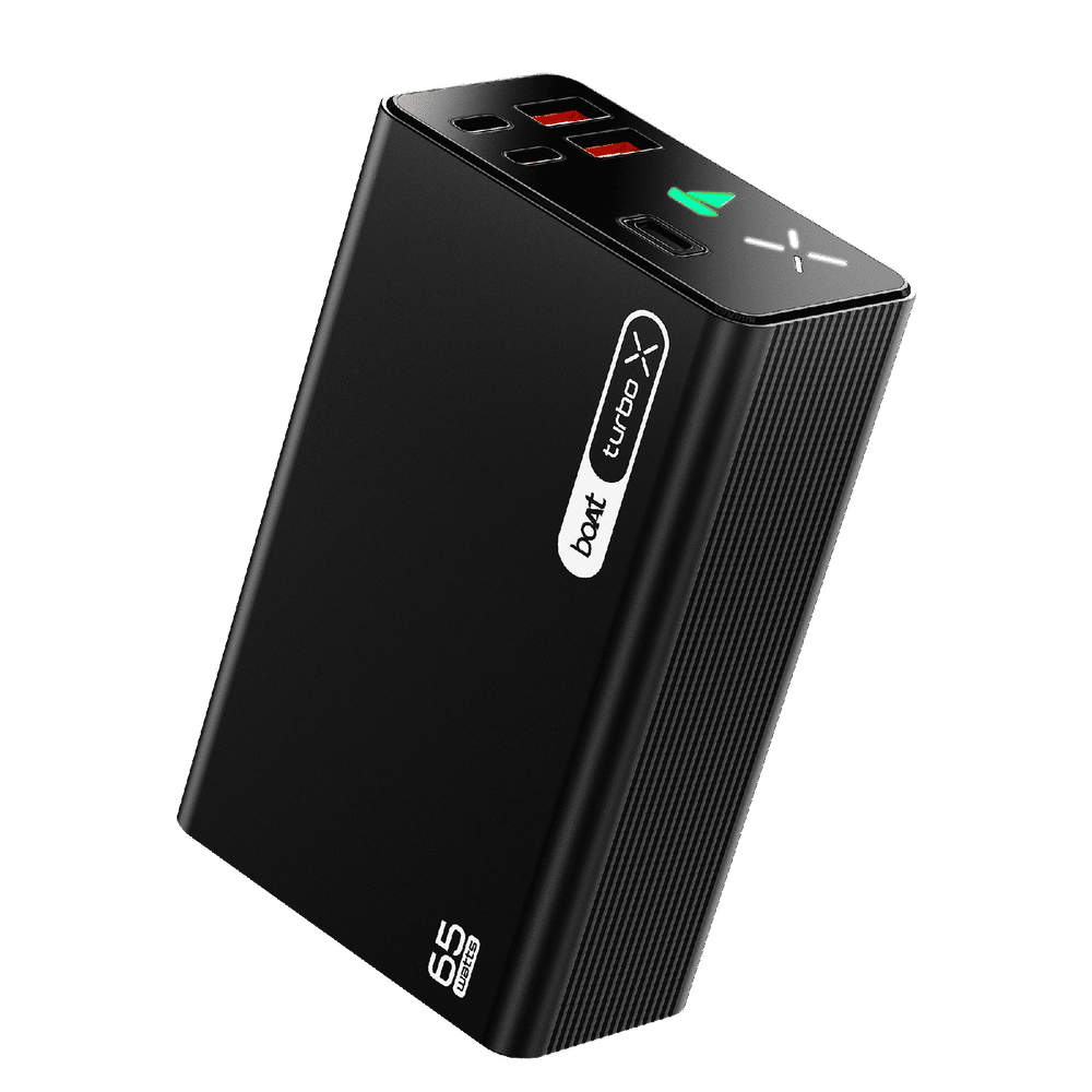 30000 mAh 65W Fast Charging Power Bank (2 Type A, 2 Type C Ports, LED Indicator, Onyx Black)