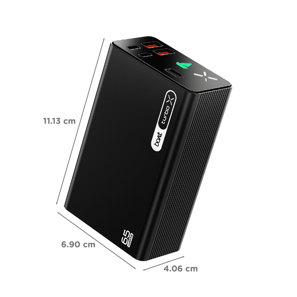 30000 mAh 65W Fast Charging Power Bank (2 Type A, 2 Type C Ports, LED Indicator, Onyx Black) - Image 3