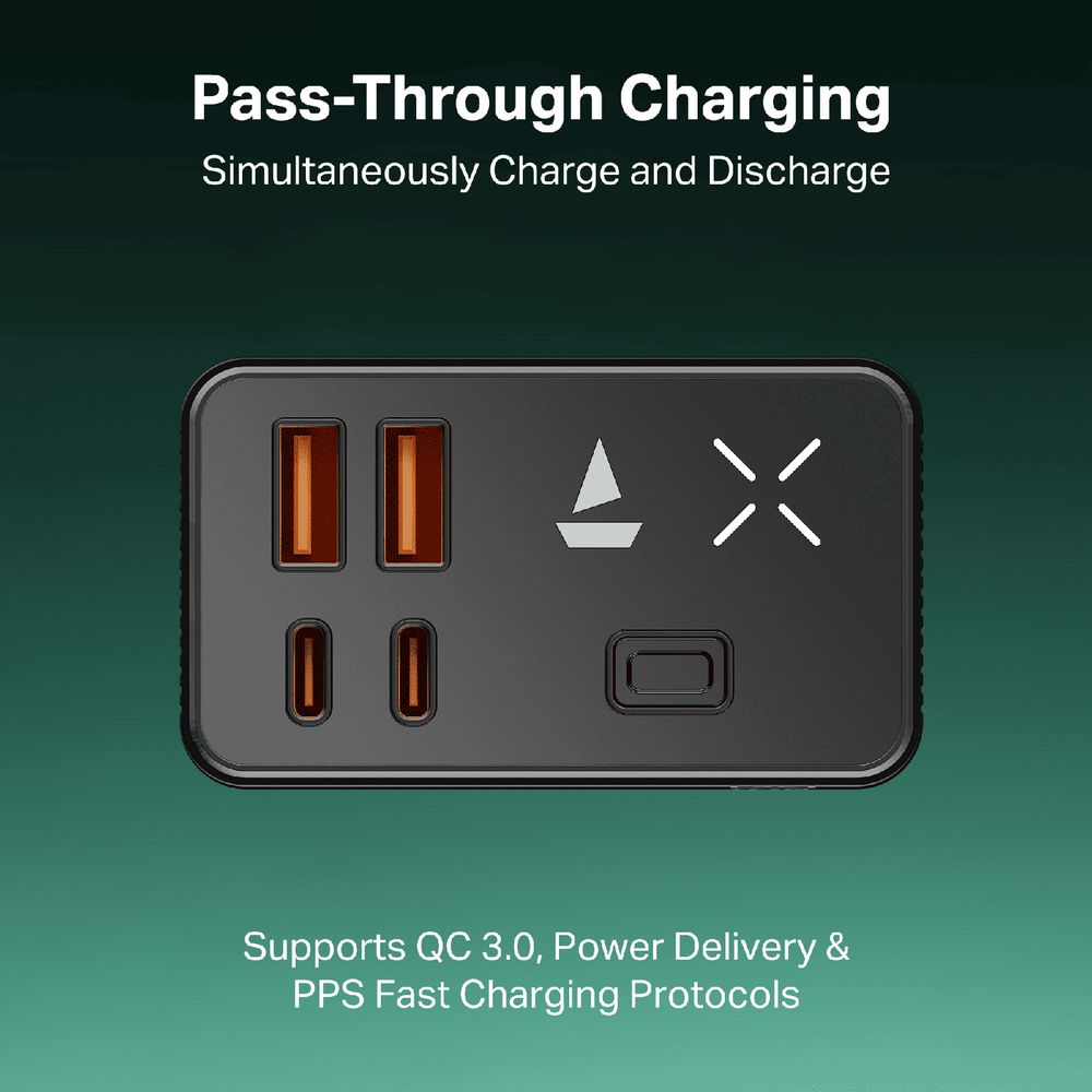 30000 mAh 65W Fast Charging Power Bank (2 Type A, 2 Type C Ports, LED Indicator, Onyx Black) - Image 5