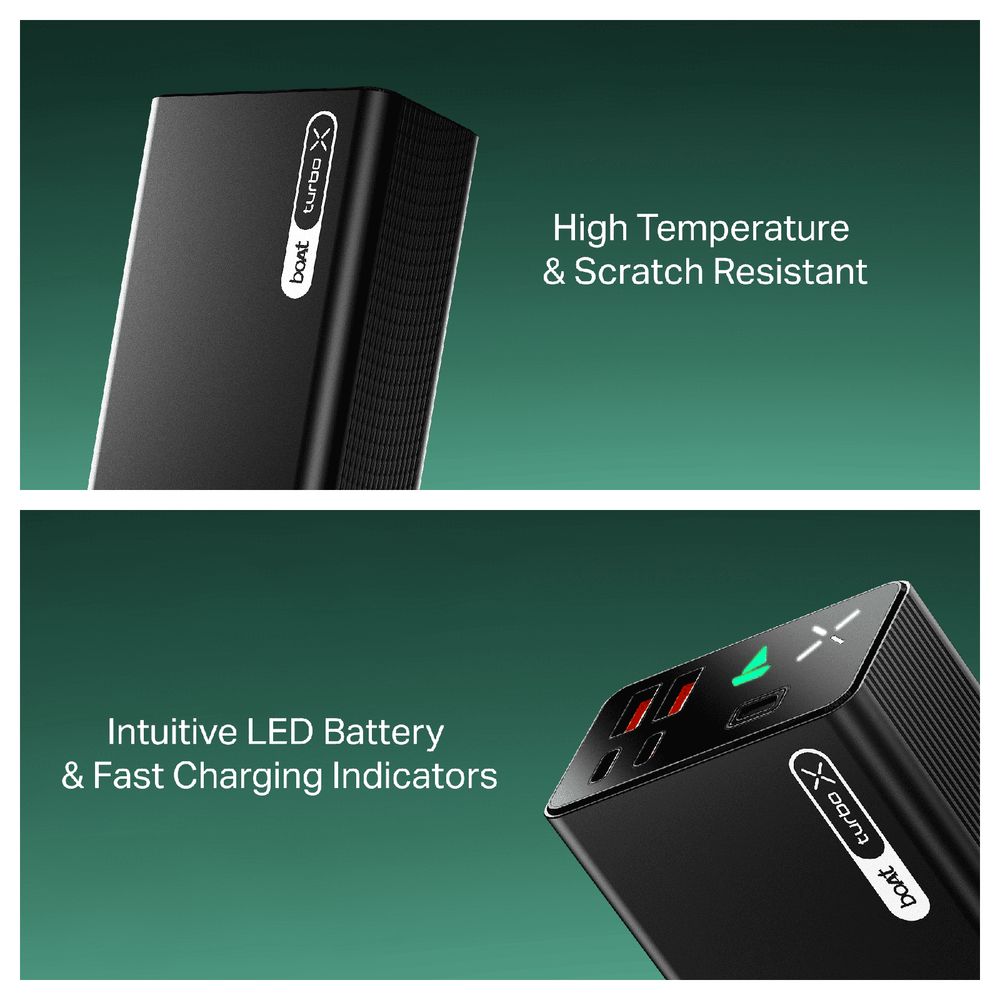 30000 mAh 65W Fast Charging Power Bank (2 Type A, 2 Type C Ports, LED Indicator, Onyx Black) - Image 9