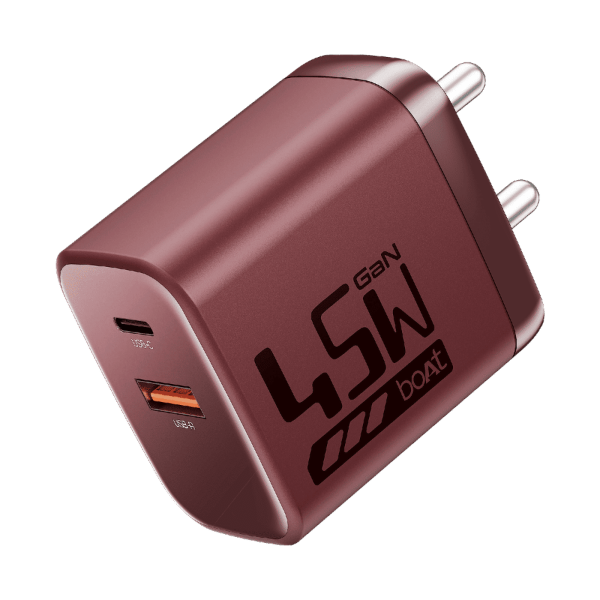 45W Type A & Type C 2-Port Fast Charger (Adapter Only, 12-Layer Smart IC Protection, Monarch Red)