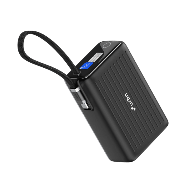 25000 mAh 100W Fast Charging Power Bank (1 Type A & 1 Type C Ports, 1 Built-in Type-C Cable, Smart Digital Display, Black)