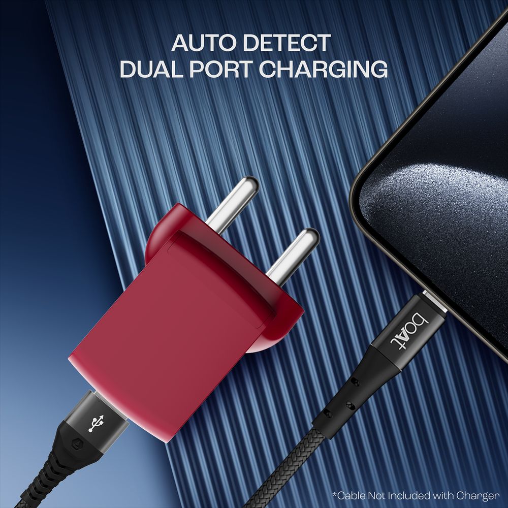 35W Type A & Type C 2-Port Fast Charger (Adapter Only, 12-Layer Smart IC Protection, Monarch Red) - Image 5